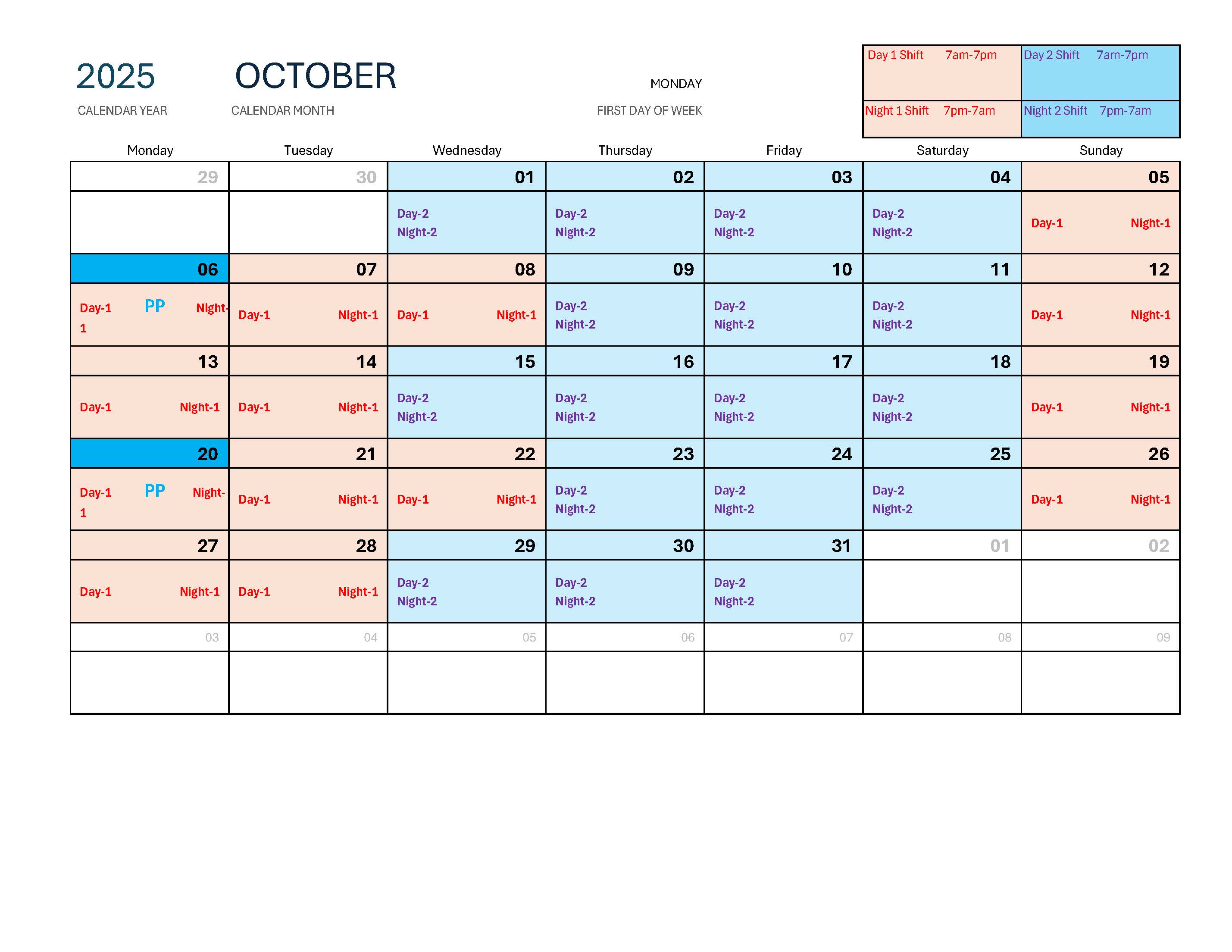 Please see the sample schedule below